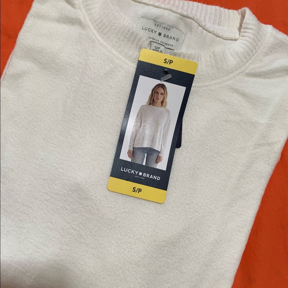 Lucky Brand size Small pull over white sweater NWT